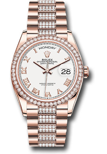 Rolex Watches - Day-Date 36 Everose Gold - 52 Dia Bezel - Diamond President - Style No: 128345rbr wrdp