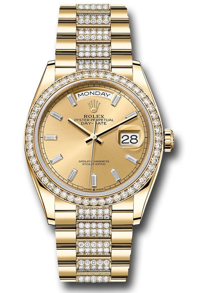 Rolex Watches - Day-Date 36 Yellow Gold - 52 Dia Bezel - Diamond President - Style No: 128348rbr chbddp