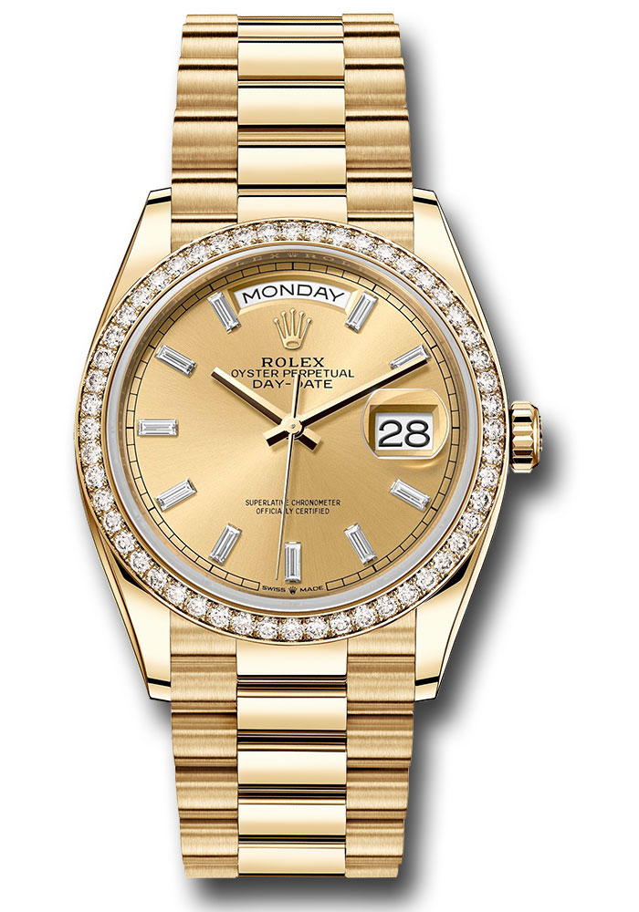 Rolex Watches - Day-Date 36 Yellow Gold - 52 Dia Bezel - President - Style No: 128348rbr chbdp