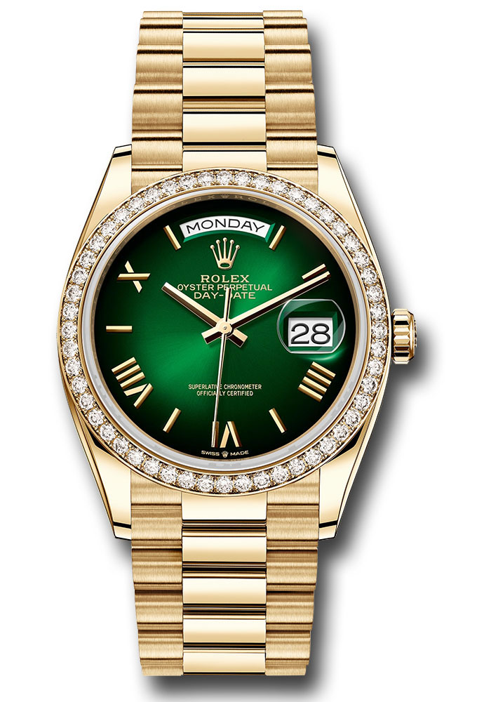 Rolex Watches - Day-Date 36 Yellow Gold - 52 Dia Bezel - President - Style No: 128348rbr grobdrp