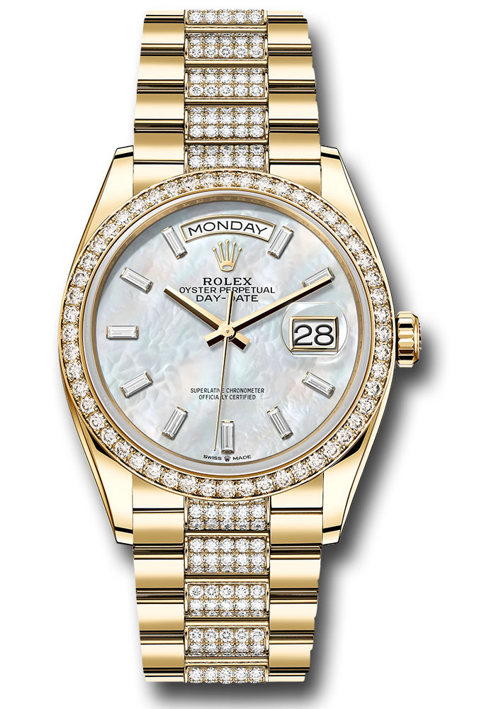 Rolex Watches - Day-Date 36 Yellow Gold - 52 Dia Bezel - Diamond President - Style No: 128348rbr mbddp