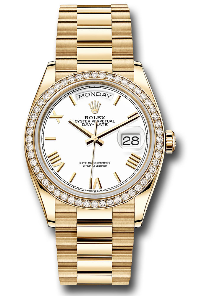 Rolex Watches - Day-Date 36 Yellow Gold - 52 Dia Bezel - President - Style No: 128348rbr wbdrp