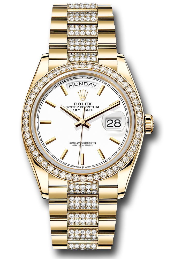 Rolex Watches - Day-Date 36 Yellow Gold - 52 Dia Bezel - Diamond President - Style No: 128348rbr widp