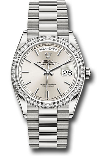 Rolex Watches - Day-Date 36 White Gold - 52 Dia Bezel - President - Style No: 128349RBR sip