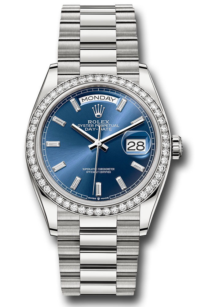 Rolex Watches - Day-Date 36 White Gold - 52 Dia Bezel - President - Style No: 128349rbr blbdp