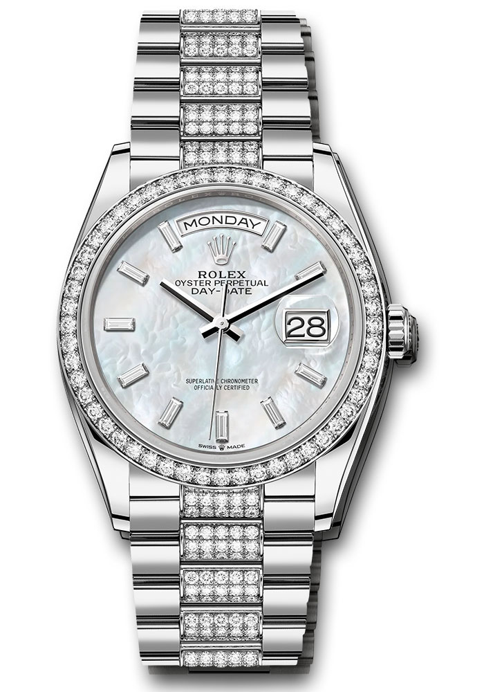 Rolex Watches - Day-Date 36 White Gold - 52 Dia Bezel - Diamond President - Style No: 128349rbr mbddp