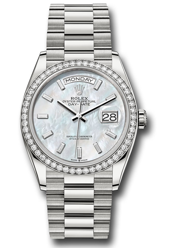 Rolex Watches - Day-Date 36 White Gold - 52 Dia Bezel - President - Style No: 128349rbr mbdp