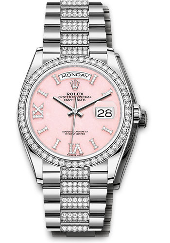 Rolex Watches - Day-Date 36 White Gold - 52 Dia Bezel - Diamond President - Style No: 128349rbr podidrdp