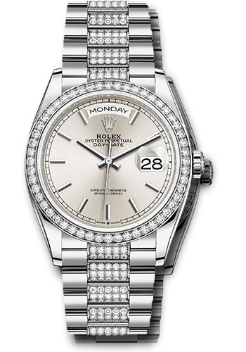 Rolex Watches - Day-Date 36 White Gold - 52 Dia Bezel - Diamond President - Style No: 128349rbr sidp