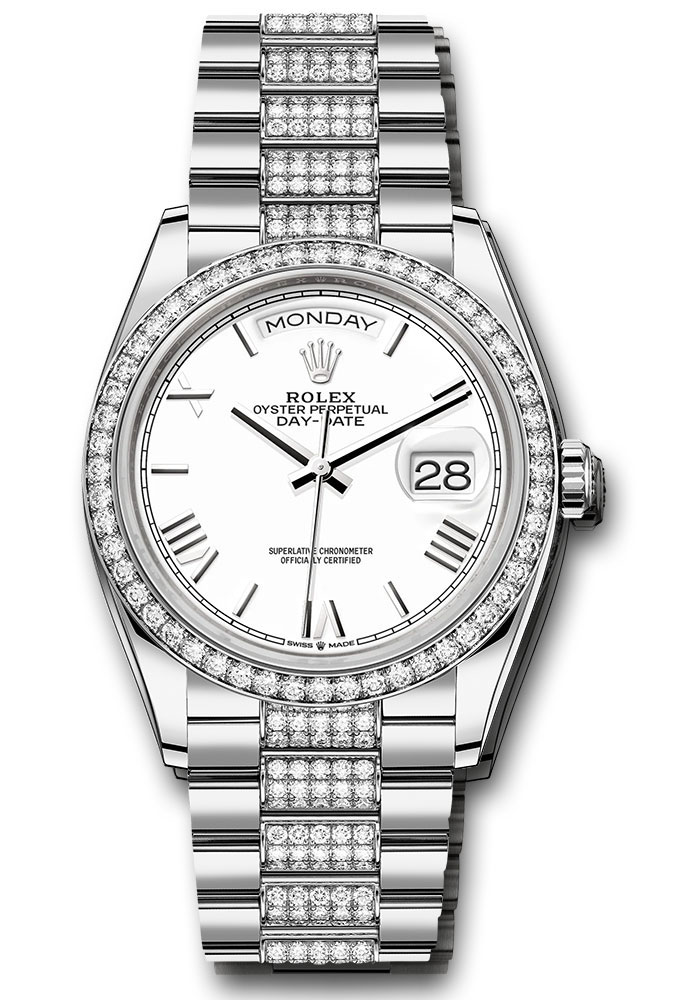 Rolex Watches - Day-Date 36 White Gold - 52 Dia Bezel - Diamond President - Style No: 128349rbr wbdrdp