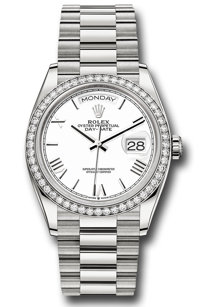 Rolex Watches - Day-Date 36 White Gold - 52 Dia Bezel - President - Style No: 128349rbr wbdrp