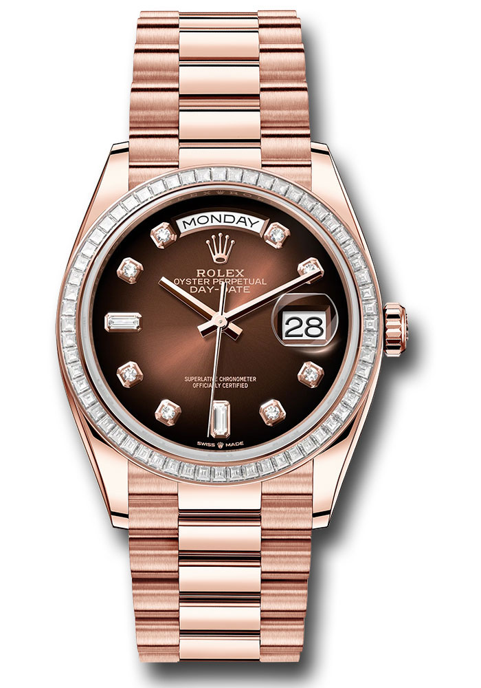 Rolex Watches - Day-Date 36 Everose Gold - 52 Dia Bezel - President - Style No: 128395tbr brobdp