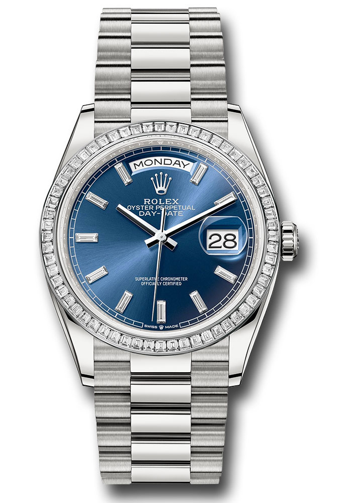 Rolex Watches - Day-Date 36 Platinum - 52 Dia Bezel - President - Style No: 128396tbr blbdp