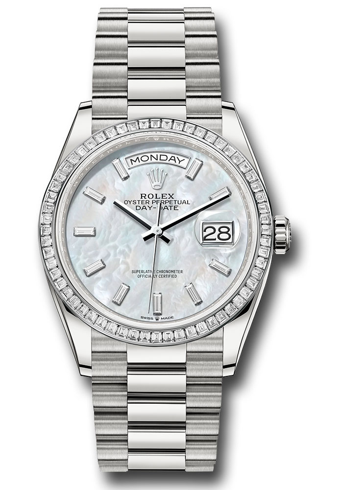 Rolex Watches - Day-Date 36 Platinum - 52 Dia Bezel - President - Style No: 128396tbr mbdp