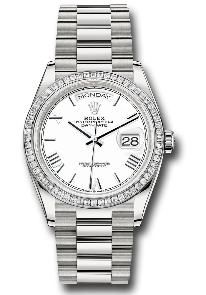 Rolex Watches - Day-Date 36 Platinum - 52 Dia Bezel - President - Style No: 128396tbr wbdrp