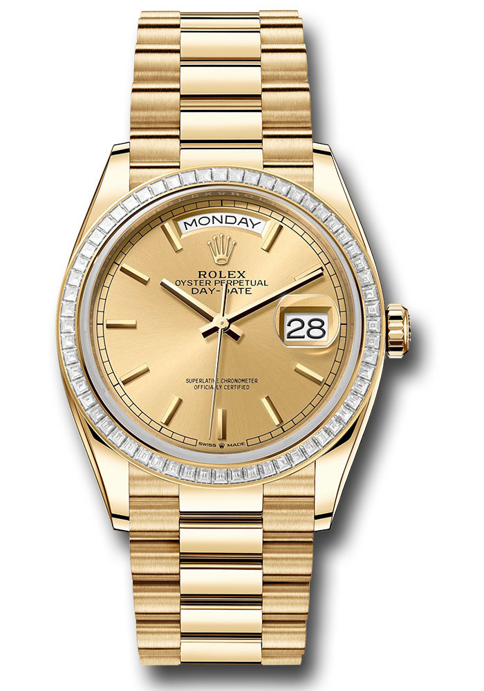 Rolex Watches - Day-Date 36 Yellow Gold - 52 Dia Bezel - President - Style No: 128398tbr chip