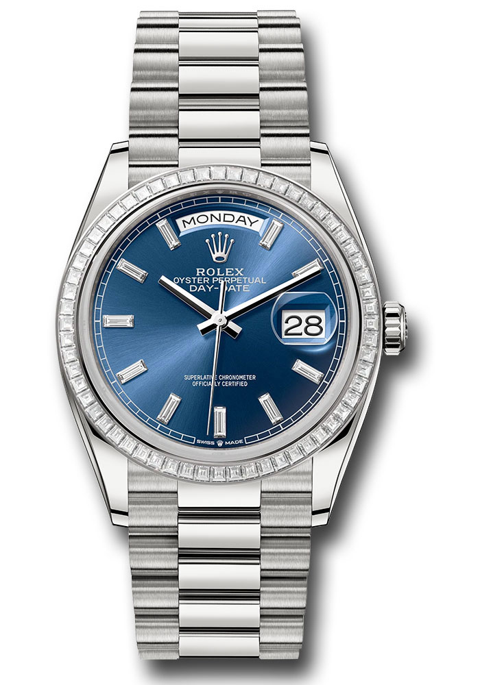 Rolex Watches - Day-Date 36 White Gold - 52 Dia Bezel - President - Style No: 128399tbr blbdp