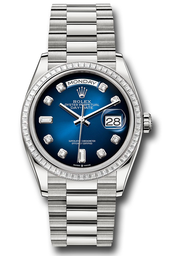 Rolex Watches - Day-Date 36 White Gold - 52 Dia Bezel - President - Style No: 128399tbr blodp