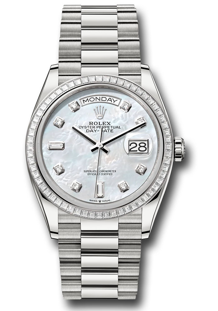 Rolex Watches - Day-Date 36 White Gold - 52 Dia Bezel - President - Style No: 128399tbr mdp