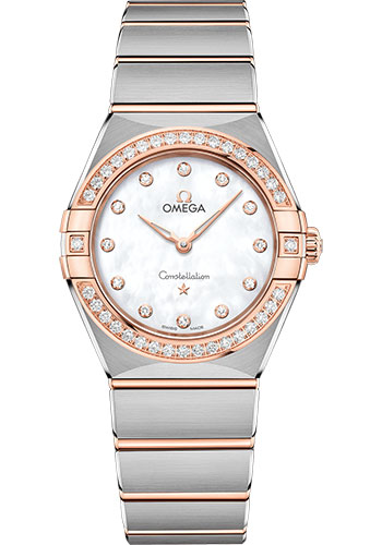 Omega Watches - Constellation Manhattan Quartz 28 mm - Steel and Sedna Gold - Diamond Bezel - Style No: 131.25.28.60.55.001