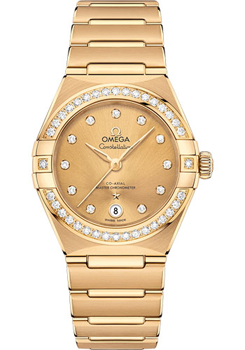 Omega Watches - Constellation Manhattan 29 mm - Yellow Gold - Diamond Bezel - Style No: 131.55.29.20.58.001