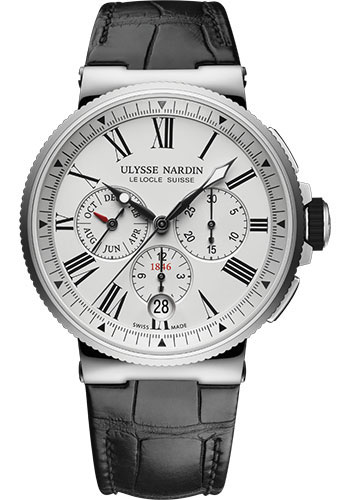 Ulysse Nardin Watches - Marine Chronograph 43mm - Stainless Steel - Leather Strap - Style No: 1533-150/40