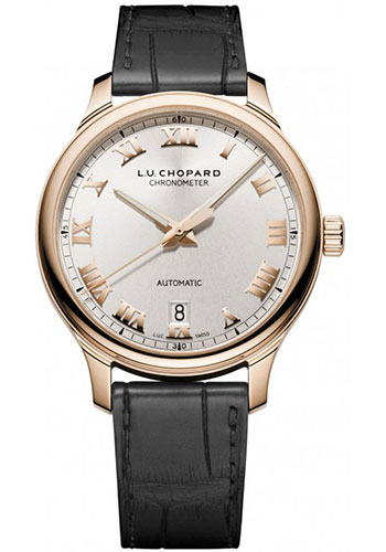 Chopard L.U.C Classic GMT Black Dial Black Leather Men's Watch