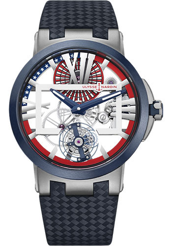 Ulysse Nardin Skeleton Tourbillon 45 mm Titanium Case Blue Usa Dial Leather Strap 1713 139LE US