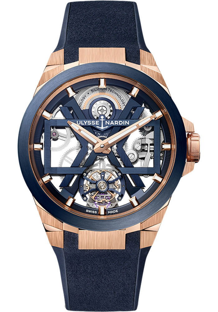 Ulysse Nardin Watches - Blast 45mm - Rose Gold - Velvet And Rubber Strap - Style No: 1725-400-3A/3A