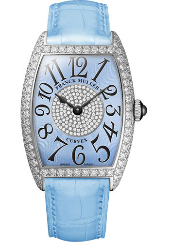 Franck Muller Watches - Cintre Curvex - Quartz - 25 mm Platinum - Dia Case Dial - Strap - Style No: 1752 QZ D 1P PT Pastel Blue