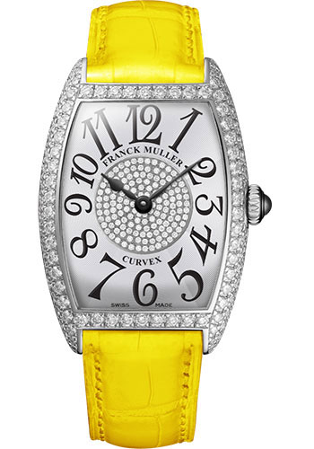 Franck Muller Watches - Cintre Curvex - Quartz - 25 mm Platinum - Dia Case Dial - Strap - Style No: 1752 QZ D 1P PT White Yellow