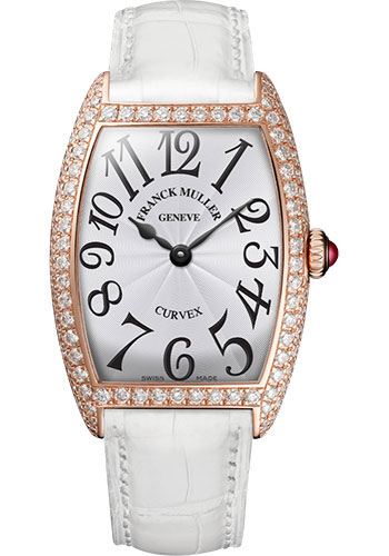Franck Muller Watches - Cintre Curvex - Quartz - 25 mm Rose Gold - Dia Case - Strap - Style No: 1752 QZ D 5N White White