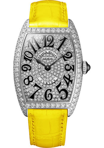 Franck Muller Watches - Cintre Curvex - Quartz - 25 mm White Gold - Dia Case Full Dial - Strap - Style No: 1752 QZ D CD OG Yellow