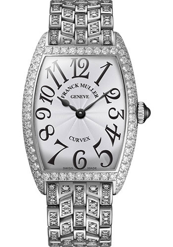 Franck Muller Watches - Cintre Curvex - Quartz - 25 mm Platinum - Dia Case - Full Dia Bracelet - Style No: 1752 QZ D F PT White