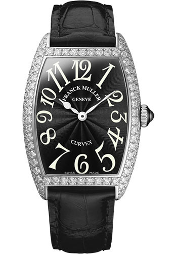 Franck Muller Watches - Cintre Curvex - Quartz - 25 mm Platinum - Dia Case - Strap - Style No: 1752 QZ D PT Black