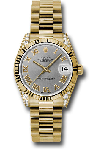 Rolex Watches - Datejust 31 Yellow Gold - Fluted Bezel - Dia Case - President - Style No: 178238 grp