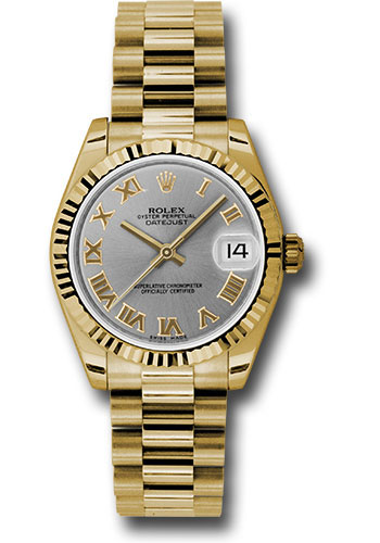 Rolex Watches - Datejust 31 Yellow Gold - Fluted Bezel - President - Style No: 178278 grp