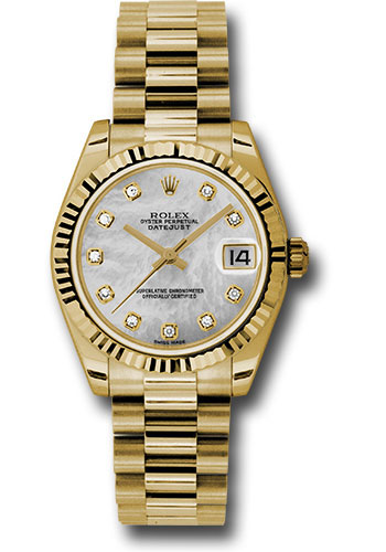 Rolex Watches - Datejust 31 Yellow Gold - Fluted Bezel - President - Style No: 178278 mdp