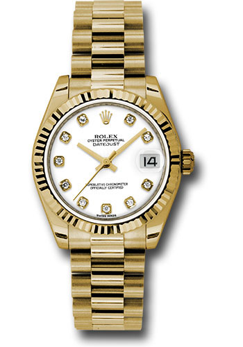 Rolex Watches - Datejust 31 Yellow Gold - Fluted Bezel - President - Style No: 178278 wdp