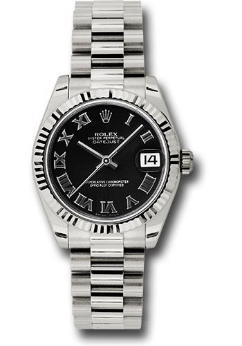 Rolex Datejust 31 White Gold - Fluted Bezel - President Watches