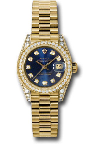 Rolex Watches - Datejust Lady - Gold President Yellow Gold - Dia Bezel - President - Style No: 179158 bldp