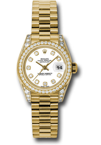 Rolex Watches - Datejust Lady - Gold President Yellow Gold - Dia Bezel - President - Style No: 179158 wdp