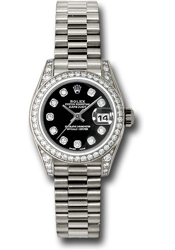 Rolex Watches - Datejust Lady - Gold President White Gold - Dia Bezel - President - Style No: 179159 bkdp