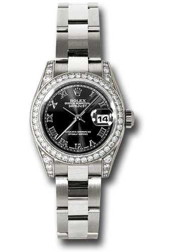 Rolex Watches - Datejust Lady - Gold President White Gold - Dia Bezel - Oyster - Style No: 179159 bkro