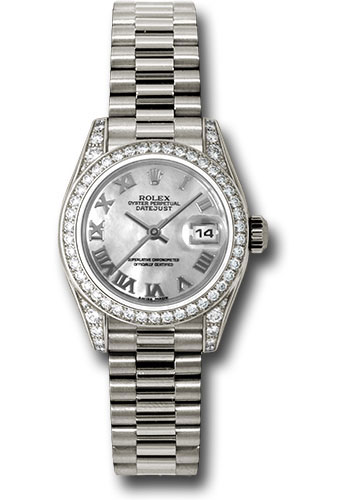 Rolex Watches - Datejust Lady - Gold President White Gold - Dia Bezel - President - Style No: 179159 mrp