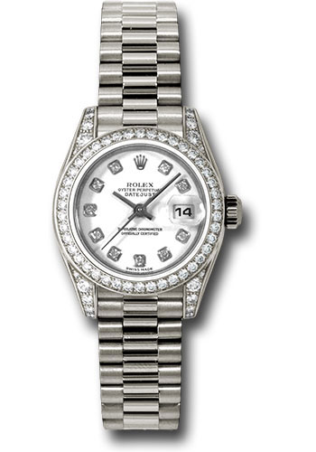 Rolex Watches - Datejust Lady - Gold President White Gold - Dia Bezel - President - Style No: 179159 wdp