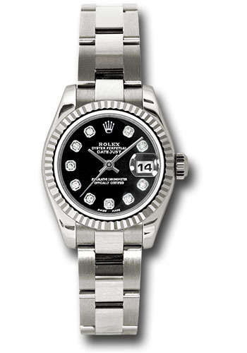 Rolex Watches - Datejust Lady - Gold President White Gold - Fluted Bezel - Oyster - Style No: 179179 bkdo