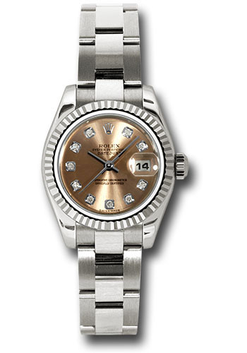 Rolex Watches - Datejust Lady - Gold President White Gold - Fluted Bezel - Oyster - Style No: 179179 pdo