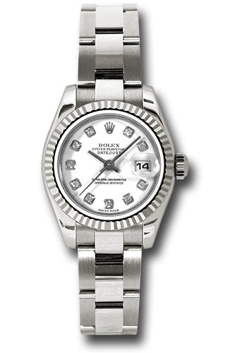 Rolex Watches - Datejust Lady - Gold President White Gold - Fluted Bezel - Oyster - Style No: 179179 wdo