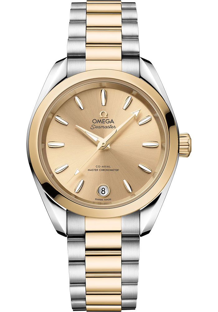 Omega Watches - Seamaster Aqua Terra 150M Master Co-Axial 34 mm - Steel and Moonshine Gold - Style No: 220.20.34.20.08.001